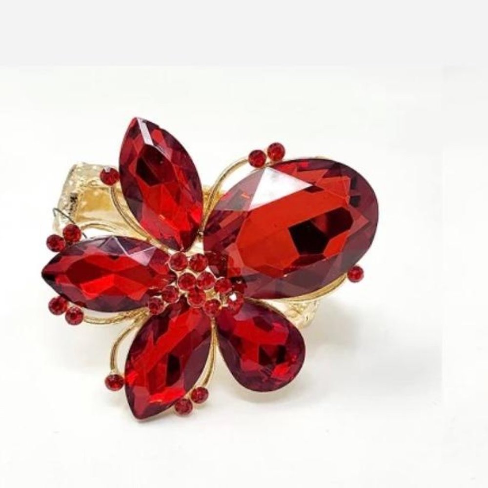 Red and Gold Stone Flower Bracelet